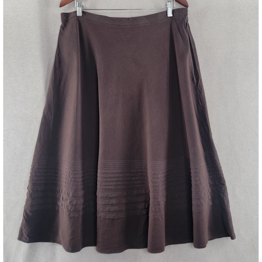 Jones New York Skirt Silk Linen Pleated Midi Capsule Minimalist A-Line Size 18WP